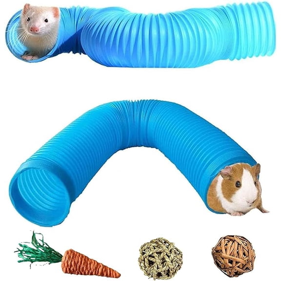Collapsible Pet Tunnel, 2 PCS Hamster Fun Plastic Tunnels, Foldable Hideaway Exercising Training Tube Toys for Dwarf Hamster, Guinea Pig, Gerbil, Mouse, Rat and Ferrets
