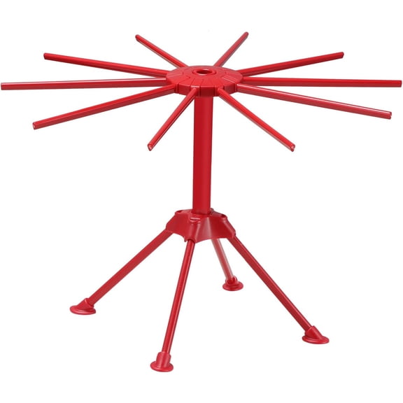 Collapsible , Plastic Foldable Homemade Fresh Spaghetti Stand Dryer Noodle Hanger for Kitchen with 10 Arms, Stable, Easy Storage, Quickly Set Up (Red)