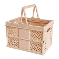 Collapsible Plastic Storage Basket | Foldable Picnic & Shopping Basket with Handle | 18.6x13.5x12.5cm Organizer for Groceries, Laundry & Toys