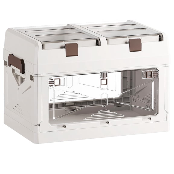 Collapsible Plastic Storage Bin White-S Stackable Multifunctional Organizer