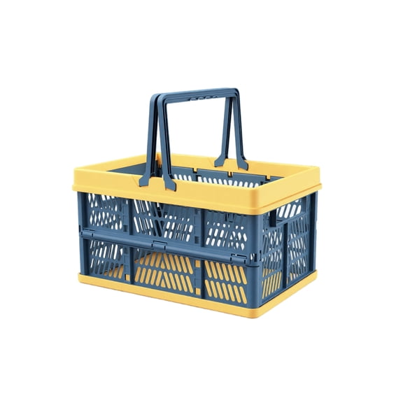Collapsible Plastic Storage Crate with Handles, Foldable Expandable Basket for Kitchen Bathroom Bedroom, Space-Saving Organizer