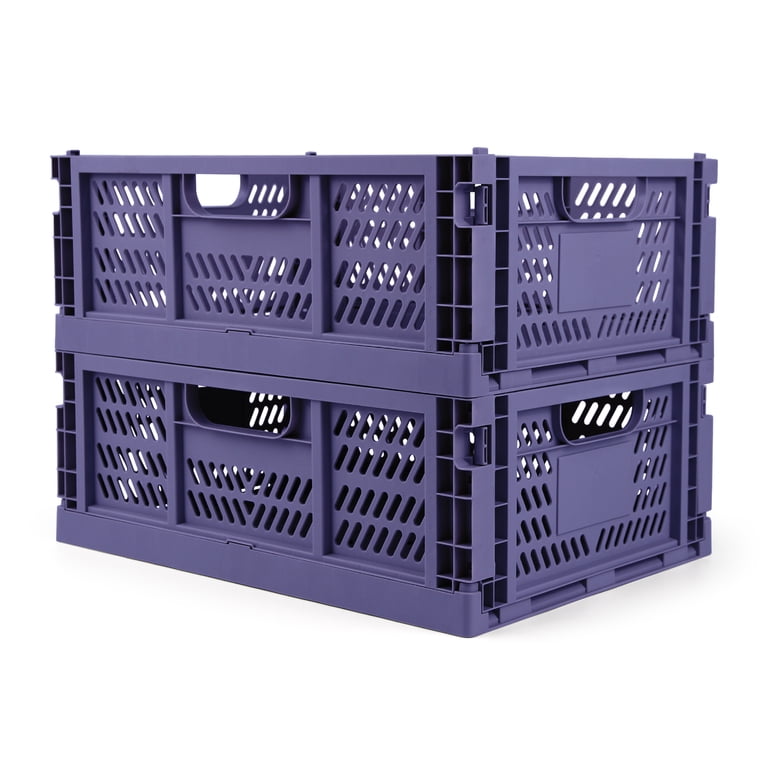 16 L Collapsible Plastic Storage Crates, Foldable Milk Crate