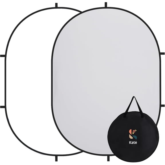 Collapsible Pop-Up Backdrop for Self-Tape tions, Professional Headshots, Video Conferencing & Live Streaming - Portable Photography Background (5'x6.5' / 1.5x2m, White/Gray)