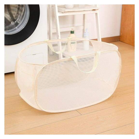 Collapsible Pop-Up Laundry Hamper, Large Mesh Clothes Basket with Reinforced Handles for Easy Transport