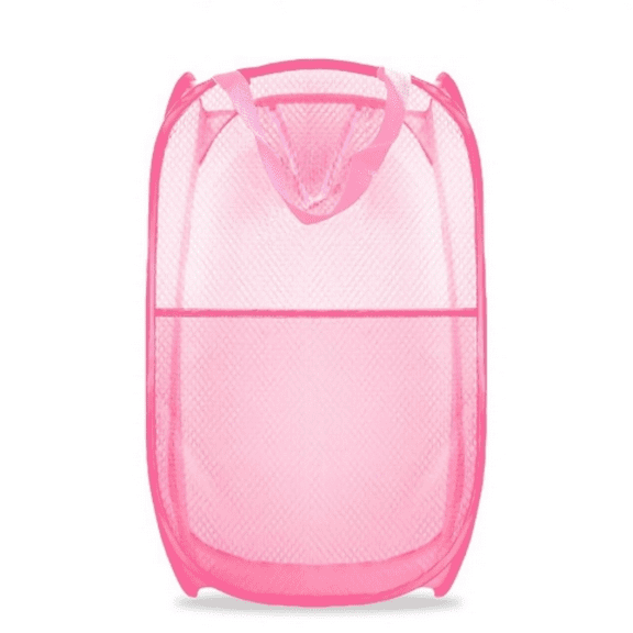 Collapsible Pop Up Laundry Hamper, Mesh Foldable Laundry Basket, Extra Large - 28" x 16" x 16"(Pink)