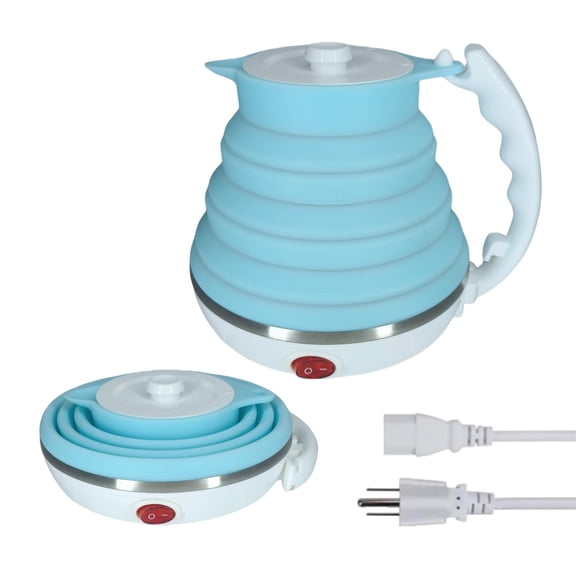 Collapsible Portable Electric Kettle Sky Blue 555ml Travel Tea Coffee Maker