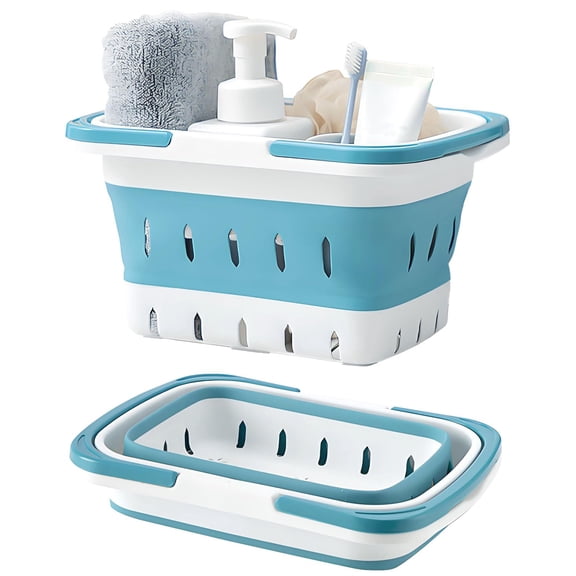 Collapsible Portable Shower Caddy Tote with Handles, Foldable Plastic Basket for Bathroom, Travel & Dorm