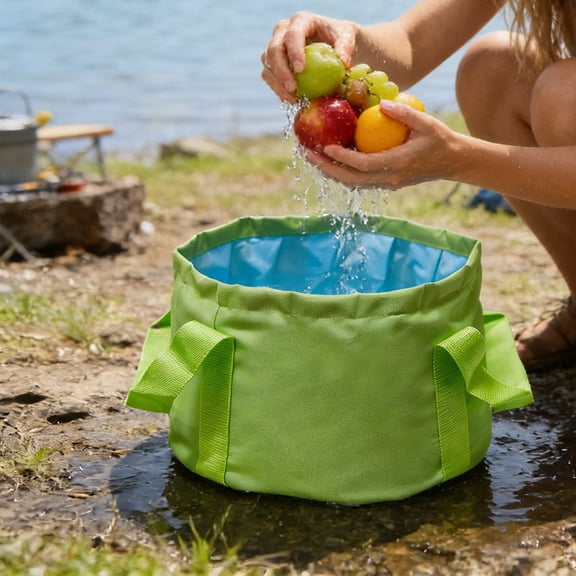 Collapsible Portable Wash Bucket Foldable Silicone Sink For Camping Travel Outdoor Hiking Laundry Space Saving Kitchen Sink Green 1 Count