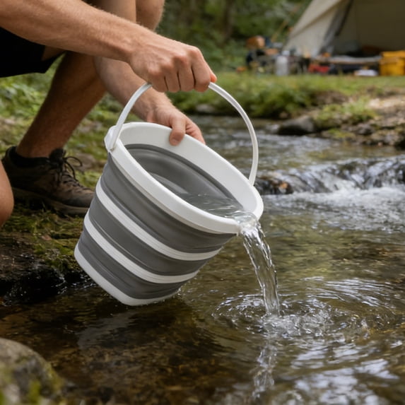 Collapsible Portable Water Bucket, Usupdd Heavy Duty Foldable Bucket 5 Gallon Capacity, Space Saving Outdoor Camping Bucket for Hiking Fishing Beach Car Wash Household Dorm with Leak Proof Design,