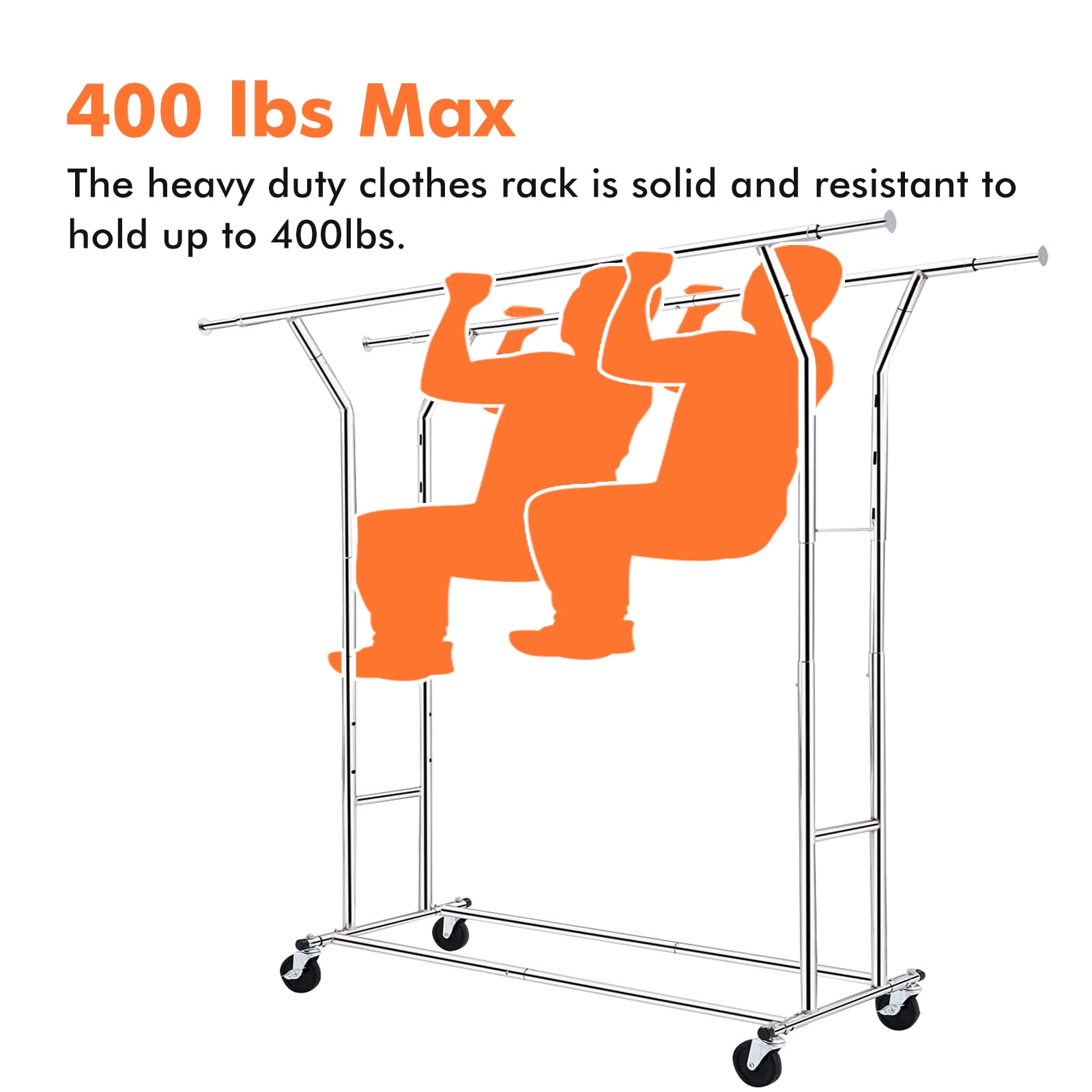 Collapsible Rack for Hanging Clothes, Rolling Storage Clothes Rack