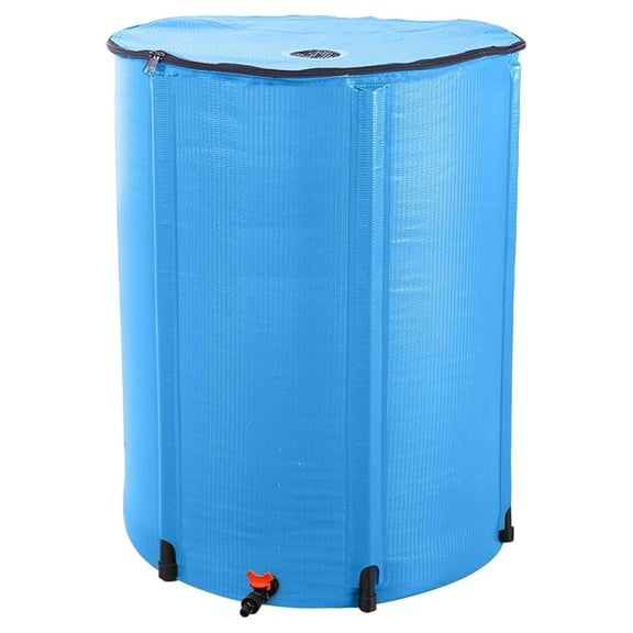 Collapsible Rain , 100 Gallon Portable Rainwater Collection System, Water Storage , Rain Catcher with Spigots and Overflow Kit, Rain Water Collector for Garden, Blue