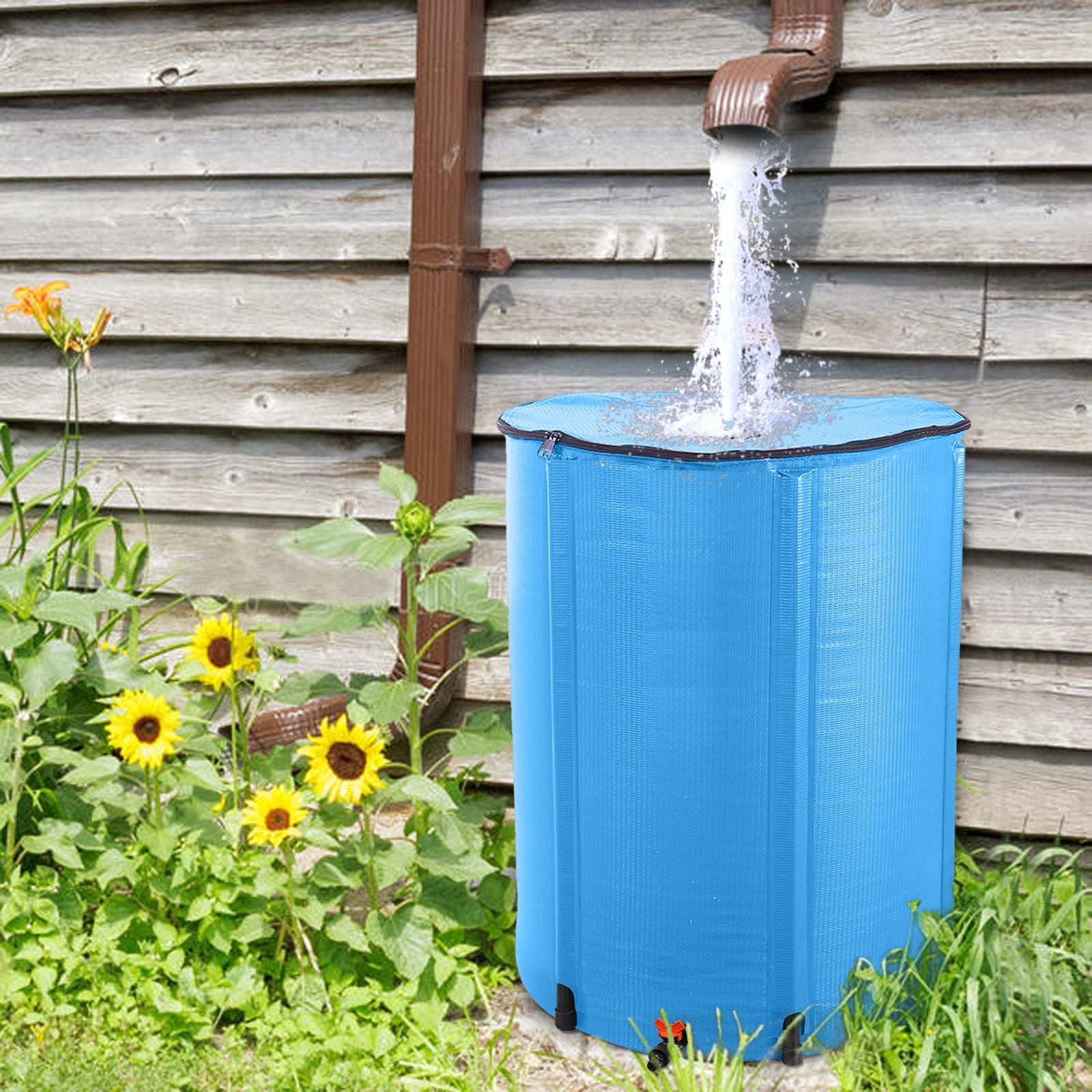 Collapsible Rain Barrel, 100 Gallon Folding Water Storage Container, Blue