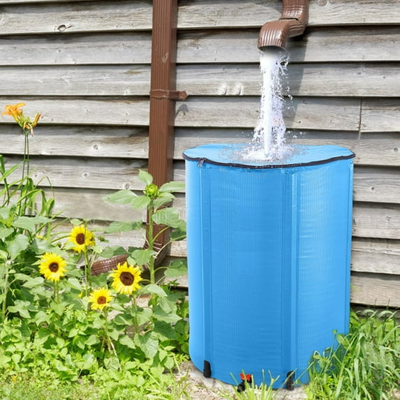 Collapsible Rain Barrel, 100 Gallon Folding Water Storage Container, Blue