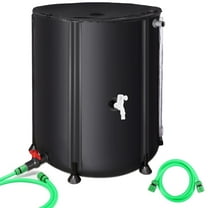 Collapsible Rain Barrel 53 Gallon Rainwater Collection Storage Tank with Garden Hose, Black