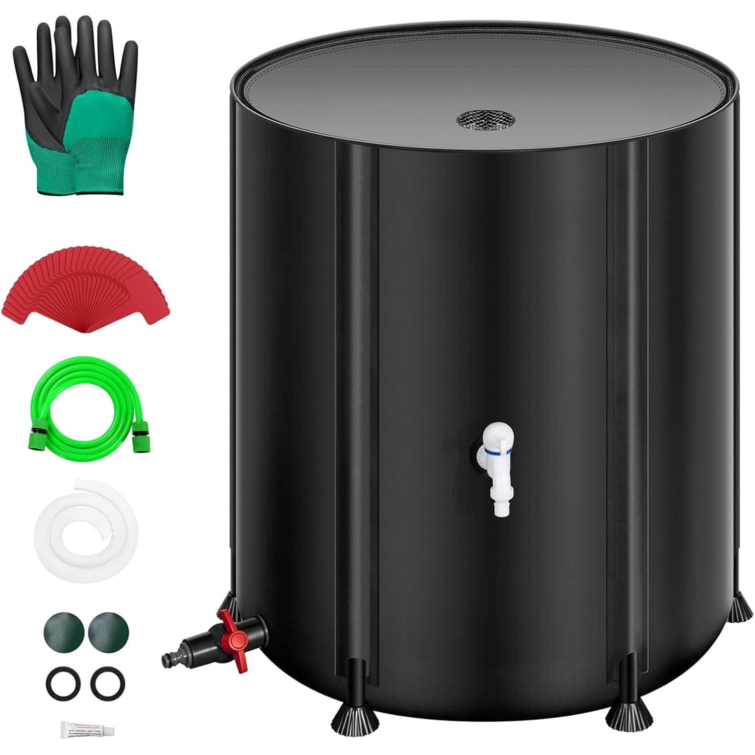 Collapsible Rain Barrel, 53 Gallon with 1000D Oxford Cloth, Portable Rain Collection System, Water Barrel Collector w/Filter Spigot