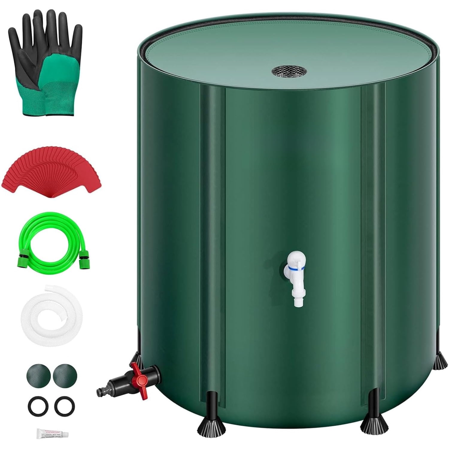 Collapsible Rain Barrel, 53 Gallon with 1000D Oxford Cloth, Portable Rain Collection System, Water Barrel Collector w/Filter Spigot