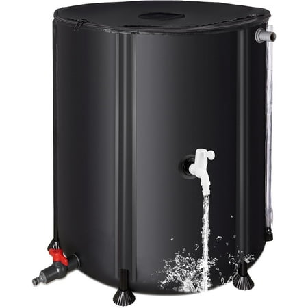 Collapsible Rain Barrel Water Collection System - 53 Gallon Portable Water Storage Tank,Foldable Rainwater Collect System Downspout, Water Catcher Container with Filter, Spigots&Overflow Kit