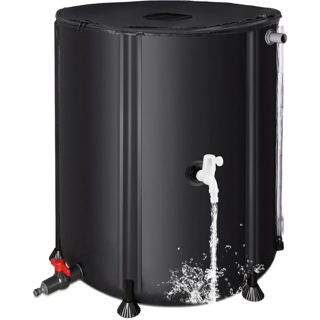 Collapsible Rain Barrel Water Collection System - 53 Gallon Portable Water Storage Tank,Foldable Rainwater Collect System Downspout, Water Catcher Container with Filter, Spigots&Overflow Kit