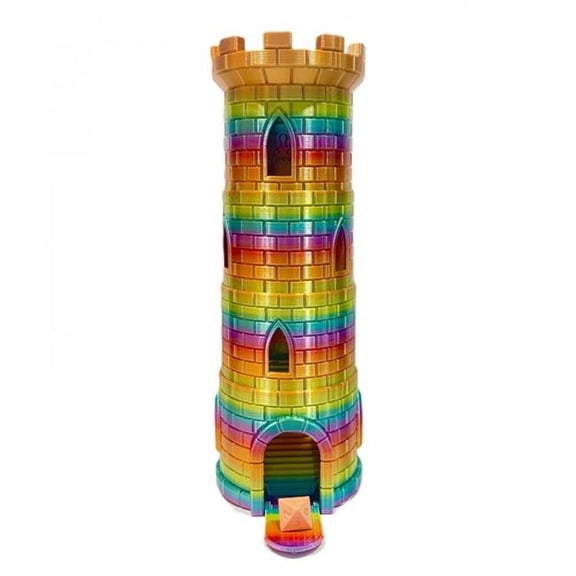 Collapsible Rainbow Color Dice Tower 3D Printed Figurine