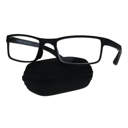 Collapsible Rectangular Plastic Folding Clear Lens Reading Glasses Black 3.0