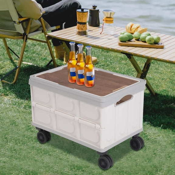 Collapsible Rolling Crate Portable Shopping Utility Cart Plastic Rolling Tool Box with 360°Rotate Wheel for Travel Shopping Moving Storage Office Use