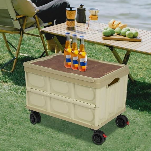 Collapsible Rolling Crate Portable Shopping Utility Cart Plastic Rolling Tool Box with 360°Rotate Wheel for Travel Shopping Moving Storage Office Use