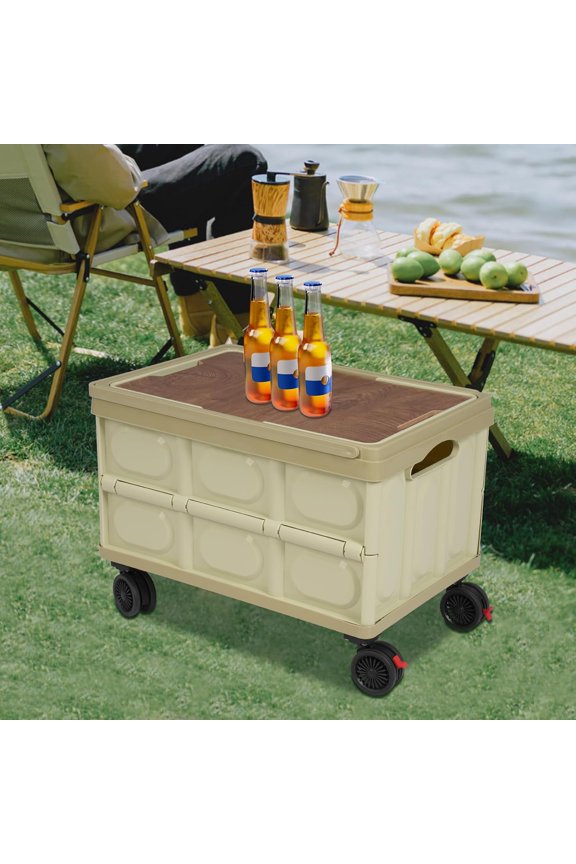 Collapsible Rolling Crate Portable Shopping Utility Cart Plastic Rolling Tool Box with 360°Rotate Wheel for Travel Shopping Moving Storage Office Use