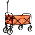 thumbnail image 1 of Foldable Collapsible Wagon Cart with Strapping System, All-Terrain Utility Cart for Beach, Camping, Grocery Shopping & Sports, 225lbs Capacity,Orange, 1 of 11