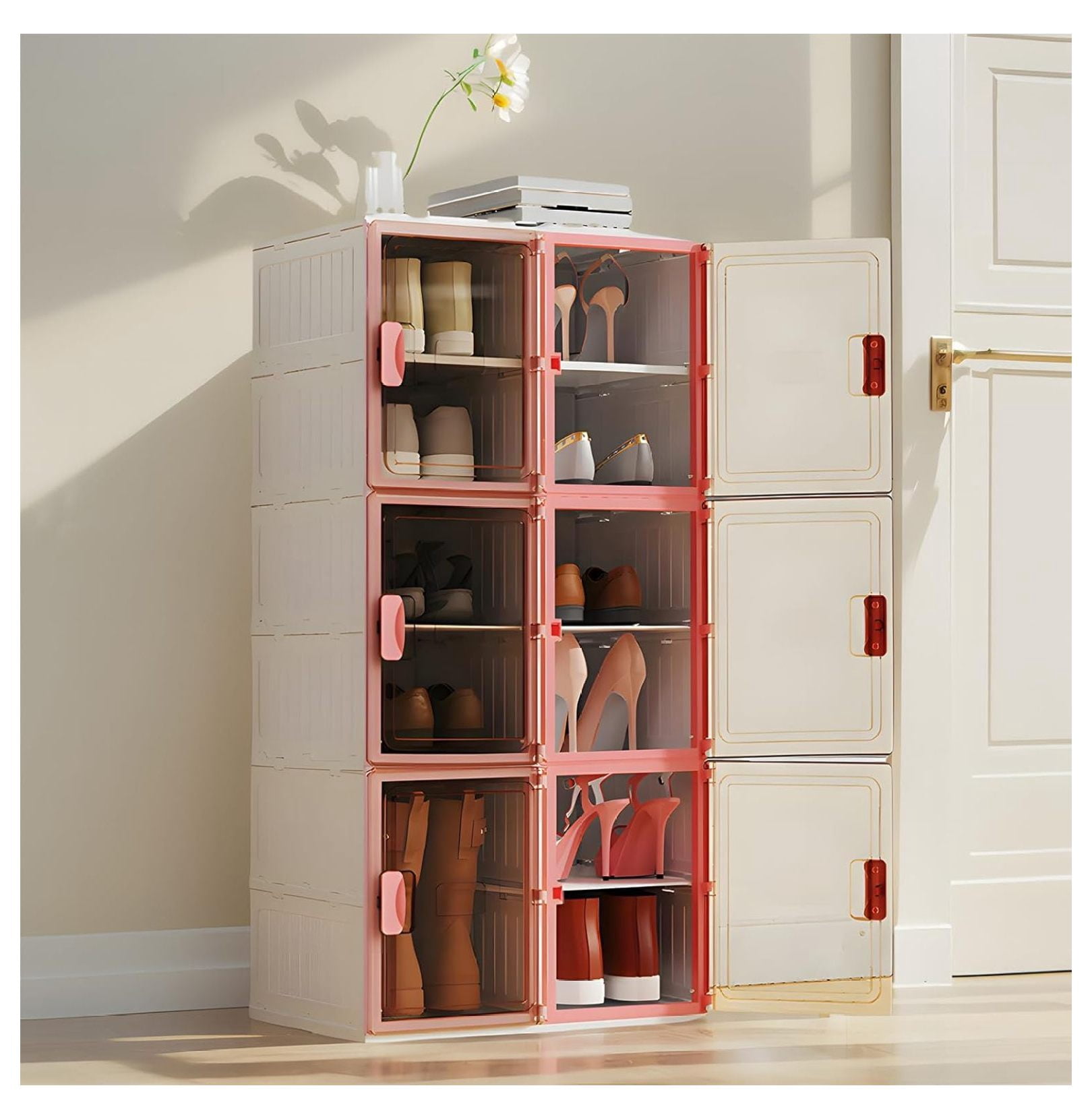 Collapsible Shoe Organizer Storage Box, 6 Layers 12 Pairs Folding Shoe ...
