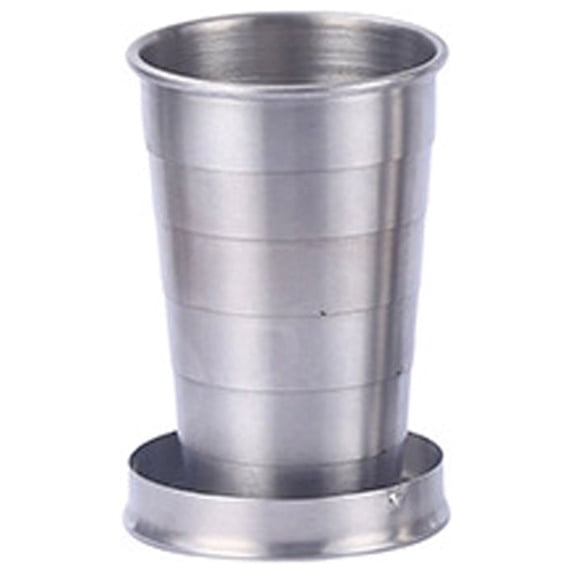 Collapsible Shot Glass Travel Cup, Usupdd Stainless Steel Telescopic Pocket Cup, Leak Proof 75ml 150ml 250ml Folding Cup for Camping Backpacking, Silver