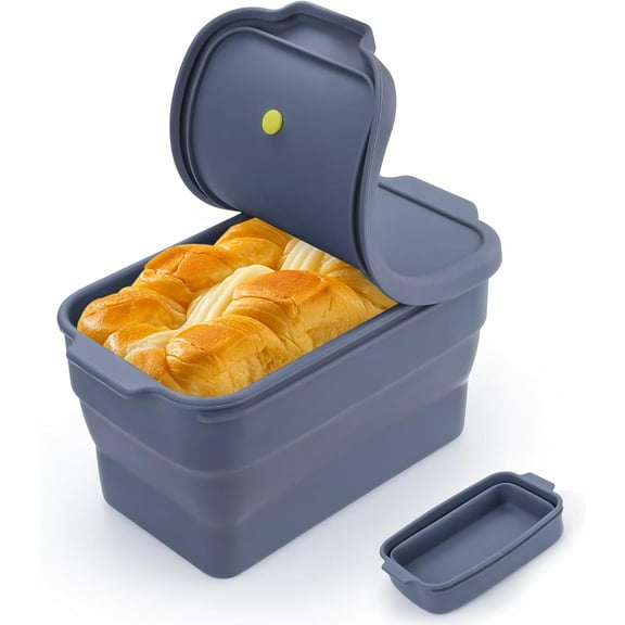 Collapsible Silicone Bread Loaf Pan with Lid, Nonstick Baking Mold for Oven, Homemade Bread, Meatloaf, Easy Release, 2000ml/2.1Qt