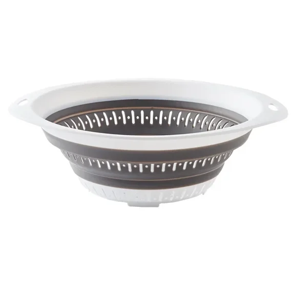 Collapsible Silicone Colander Basket, Foldable Kitchen Strainer for Fruit Vegetable Washing, Space Saving Drain Basket