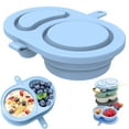 thumbnail image 1 of Collapsible Silicone Food Container, Double Compartment Reusable Snack Container, Airtight Leak-Proof Bento Box, Portable Travel Food Storage Container, Ideal for Picnics, Travel & On-the-Go Meals, 1 of 4