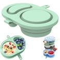 thumbnail image 1 of Collapsible Silicone Food Container, Double Compartment Reusable Snack Container, Airtight Leak-Proof Bento Box, Portable Travel Food Storage Container, Ideal for Picnics, Travel & On-the-Go Meals, 1 of 4