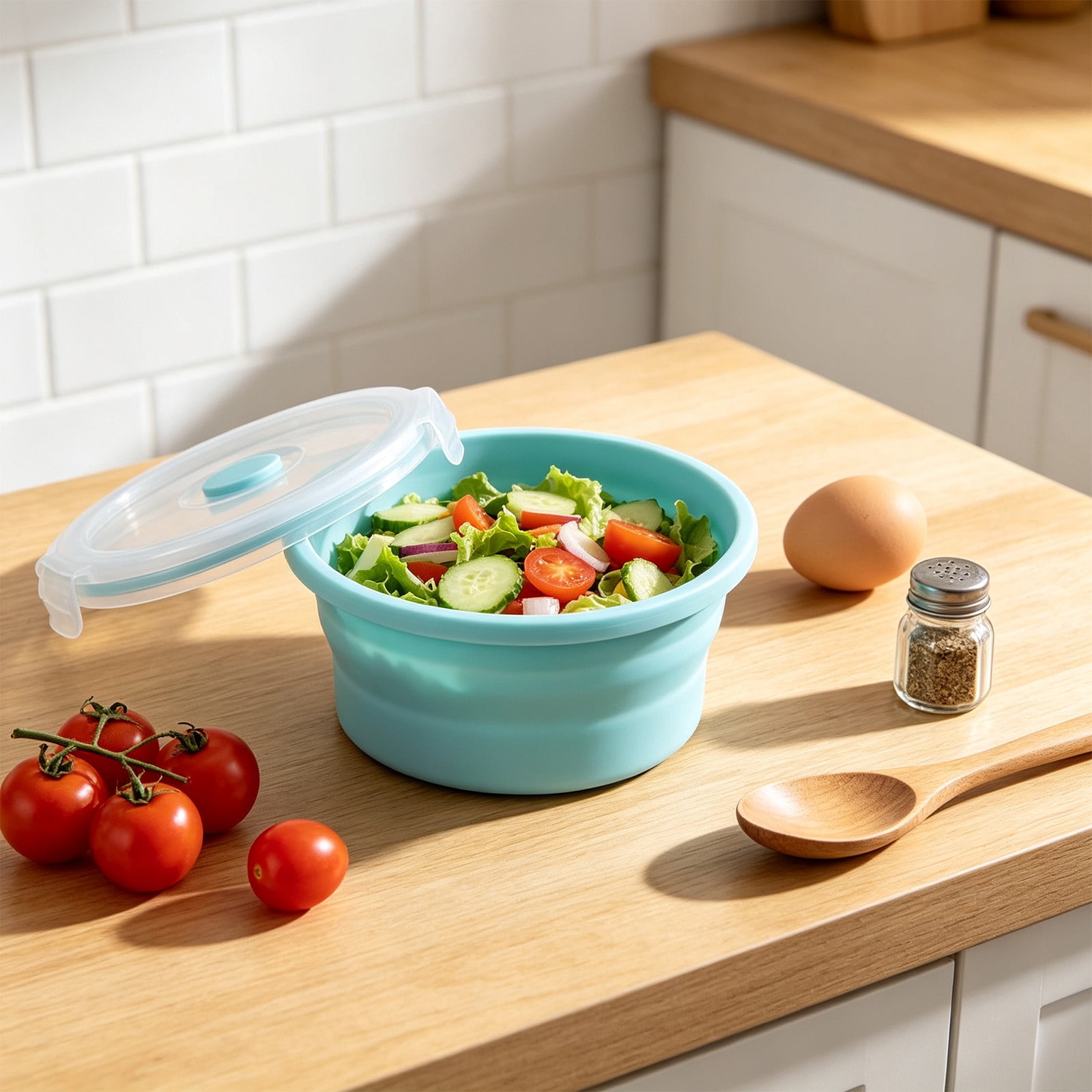 Collapsible Silicone Food Storage Container, 5.51 Inch with Portable ...