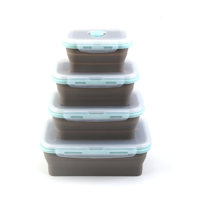 Collapsible Silicone Food Storage Container with Airtight Locking Lid, 20oz Round Expandable Lunch Box for Meal Prep and Travel, Space-Saving Leak-Proof Bento Box for, Office, and Camping