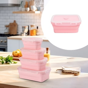 Collapsible Silicone Food Storage Container,Leftover Meal Box for Kitchen,Lunch Boxes with Clip-On Lid,Stackable,Space Saving,Dishwasher Safe,Bpa Free,Storage Containers for Snack,Fruit(1Pc/11.84 Oz)