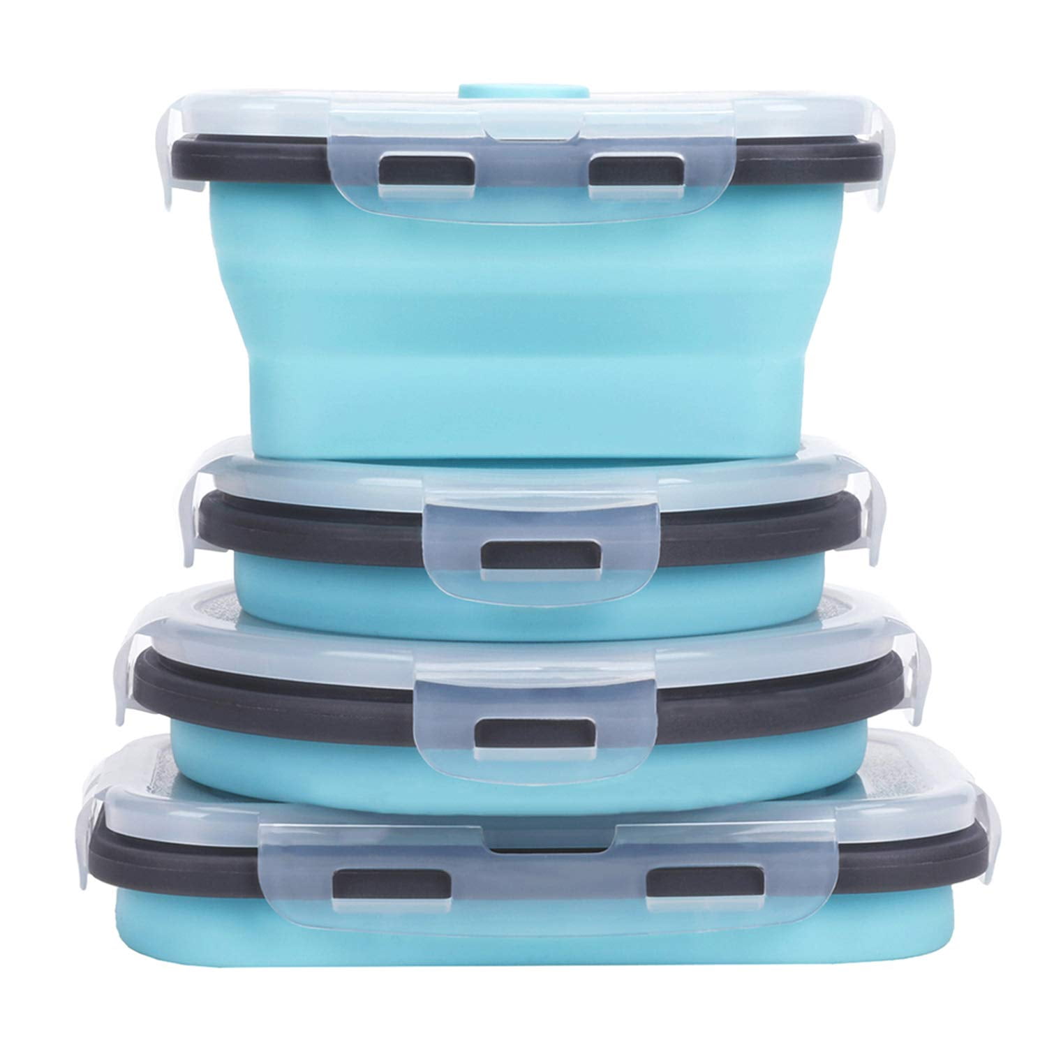 Collapsible Silicone Food Storage Containers with Airtight Lids, Set of ...