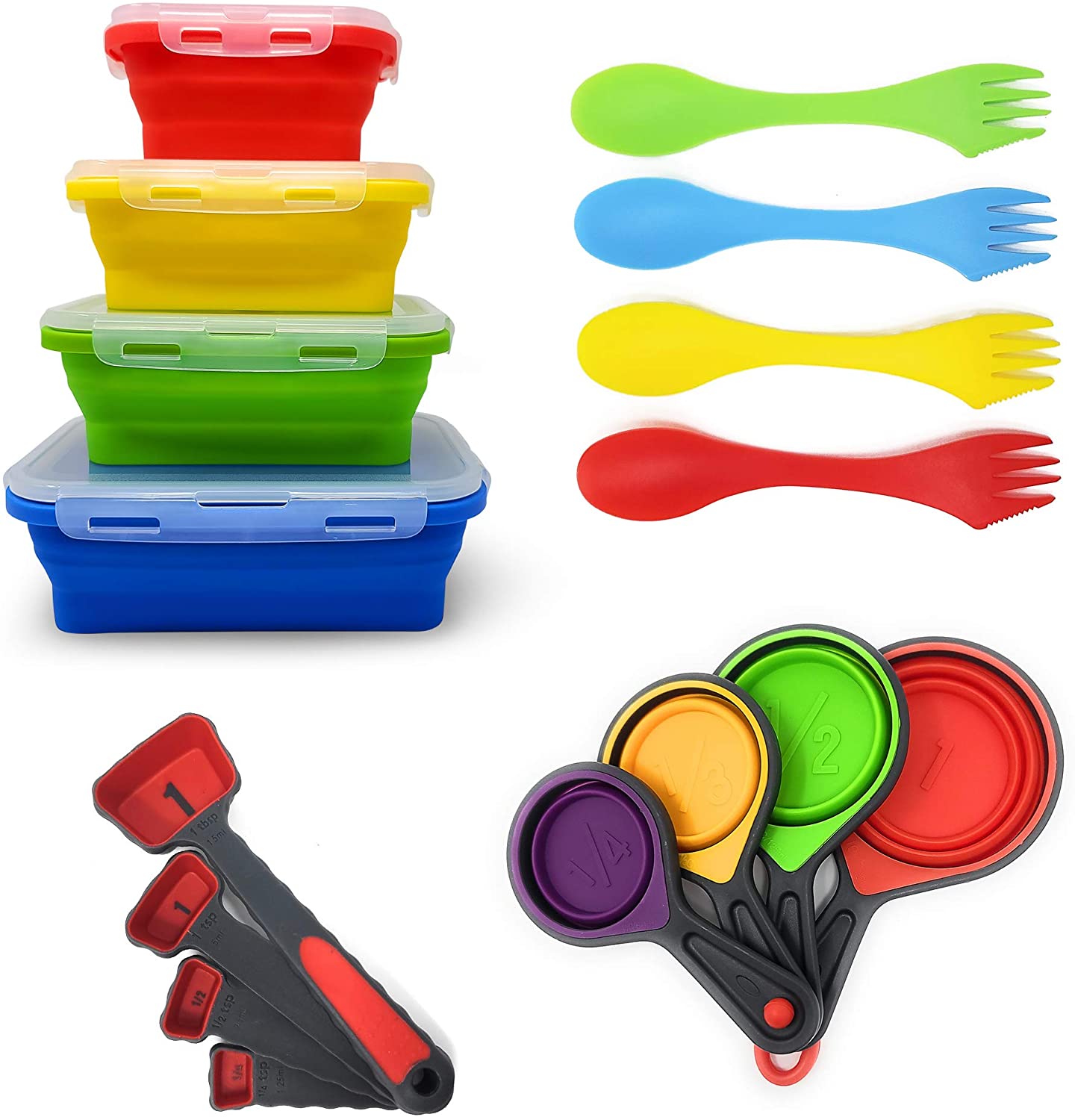 Collapsible Silicone Food Storage Containers by Silictek, Measuring ...