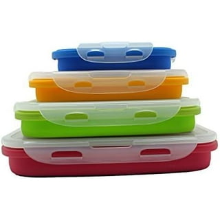  ICHC Set of 4 Collapsible Food Storage Containers - Space  Saving Food Silicone Containers, Flat Stacks, Travel Containers, Airtight  Lunch Box With Lids, Stackable and Reusable: Home & Kitchen