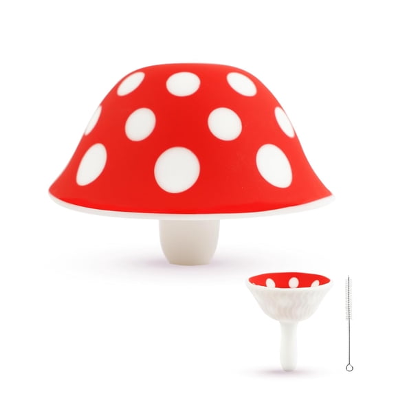 Collapsible Silicone Mushroom Funnel for Small Bottles, Mini Kitchen Funnel Set with 2 Cleaning Brushes, Cute Kitchen Gadgets for Women Christmas Stocking Stuffers