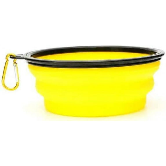 Collapsible Silicone Pet Bowl for Small & Medium Size Dogs (350ML) Yellow