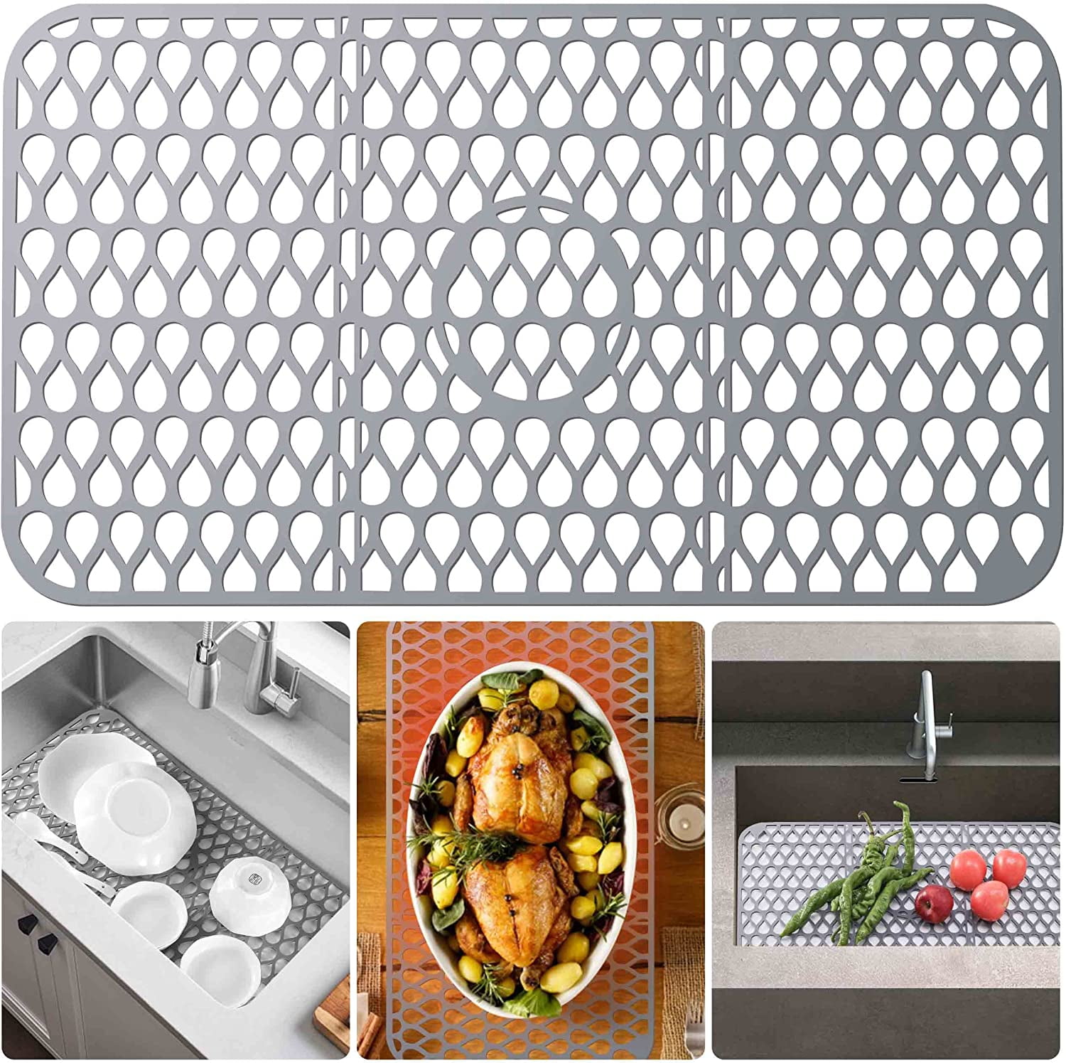 Collapsible Silicone Sink Protector Mat for Kitchen Sink,Nonslip Heat