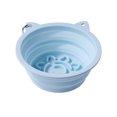 thumbnail image 1 of Collapsible Silicone Slow Feeder Pet Bowl Portable Anti Slip Suction Travel Food Water Dish For Dogs Cats Outdoor Use(Blue-15cm), 1 of 5