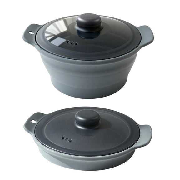 Collapsible Silicone Soup Pot, Multi‑Purpose Steaming Cookware With Lid, Foldable Cooking Bowl For Home Kitchen Camping Use