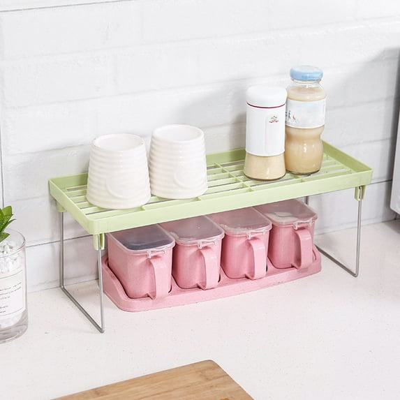 Collapsible Sink Basin Over Sink Rack, Standing Kitchen Counter Storage Organizer Shelf, Multi-Purpose Stackable Rack for Bathroom Countertop Cabinet Spice Jars, 40x14x14.5cm