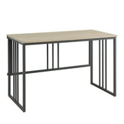 Collapsible Slatted Mission Writing Computer Desk, Space Saving for Bedroom, Home Office, Small Spaces, Fully Assembled, White Oak/Gunmetal   Leick Home, 70001-WOGM
