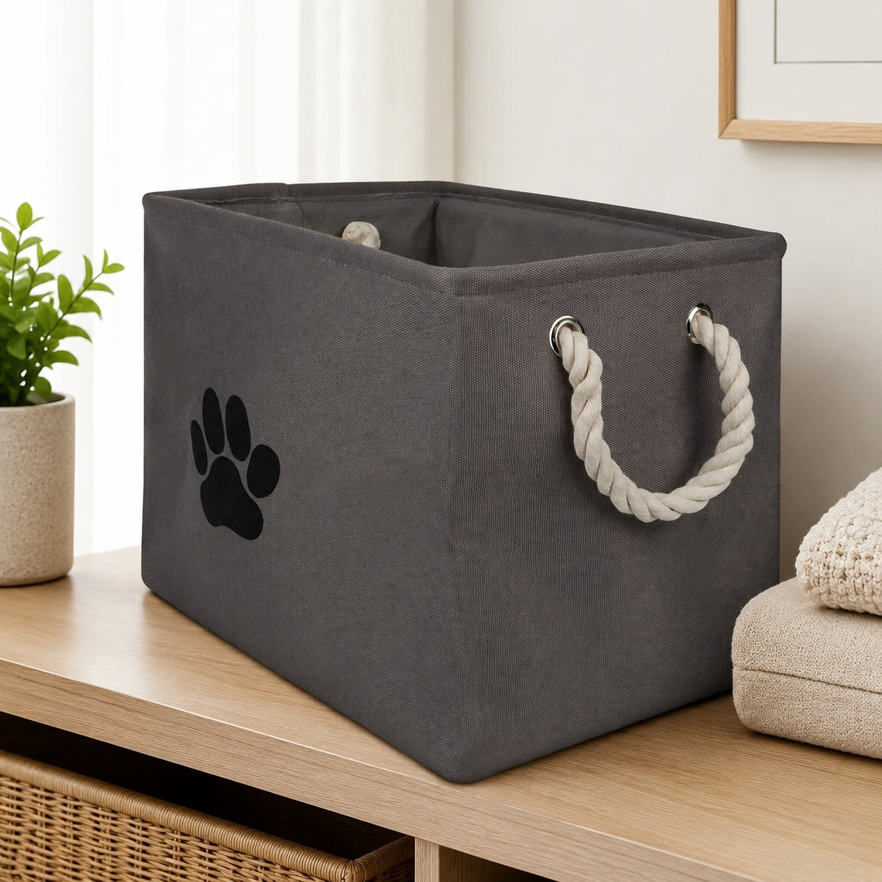 Collapsible Small Rectangle Storage Bin, Gray – Durable Foldable ...