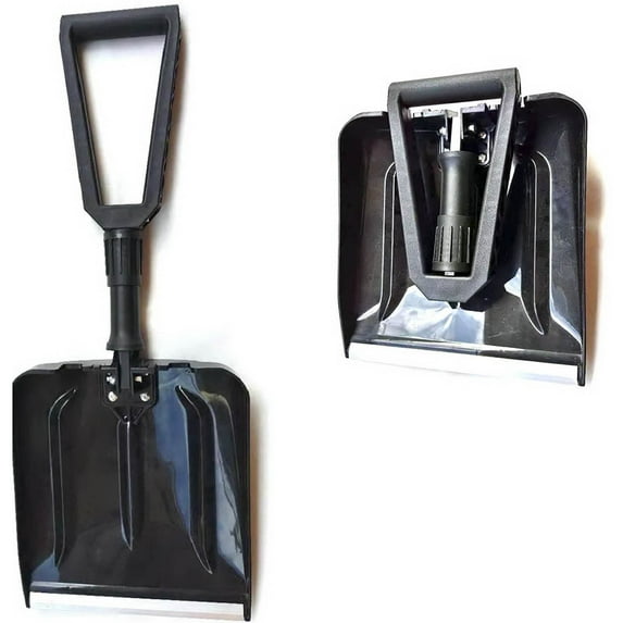 Collapsible Snow Shovel for Car, Heavy Duty Plastic Ice Scraper Shovel with Foldable Handle for Emergency Snow Removal, Compact Vehicle Snow Tool for Winter Driving, Portable Trunk Storage