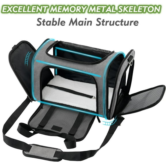 Collapsible Soft Sided Pet Carrier for Small Medium Dogs Cats Airline Approved Travel Bag
